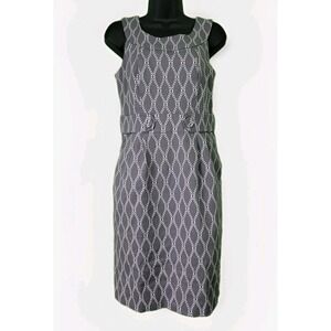 Robbie Bee Women's Dress Size 4 Gray White Sleeveless Sheath Lined Work Career